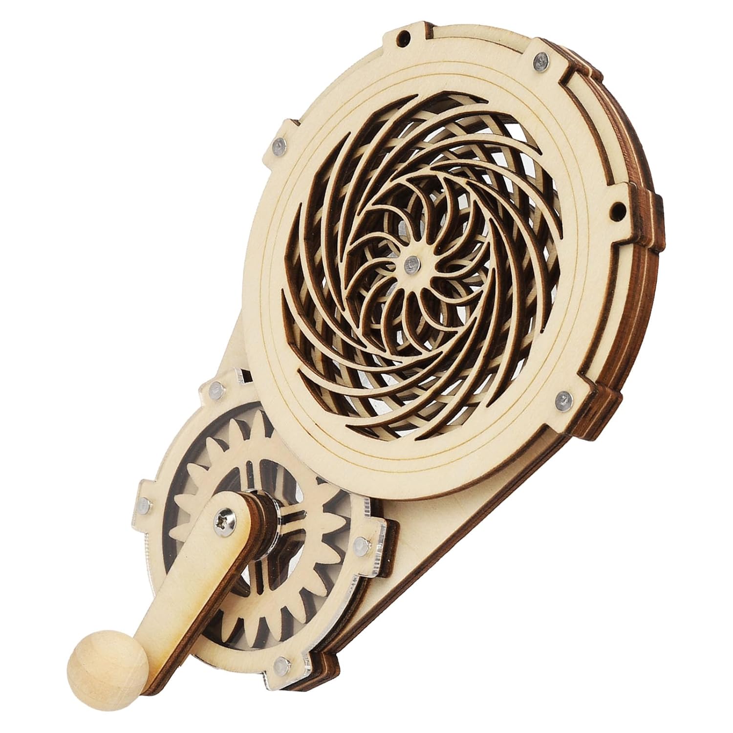 TARSHYRY DIY Wooden Hand Crank Gear Toy for Children Kids, Early Educational Puzzle Stimulate Imagination, Creative Wooden Model for Boys/Girls