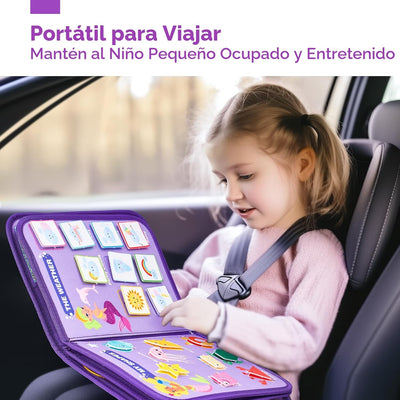 Fidtoy Montessori Busy Board for Toddlers – 8-in-1 Preschool Activity Board, Travel Learning Toy, Fine Motor Skills Busy Book