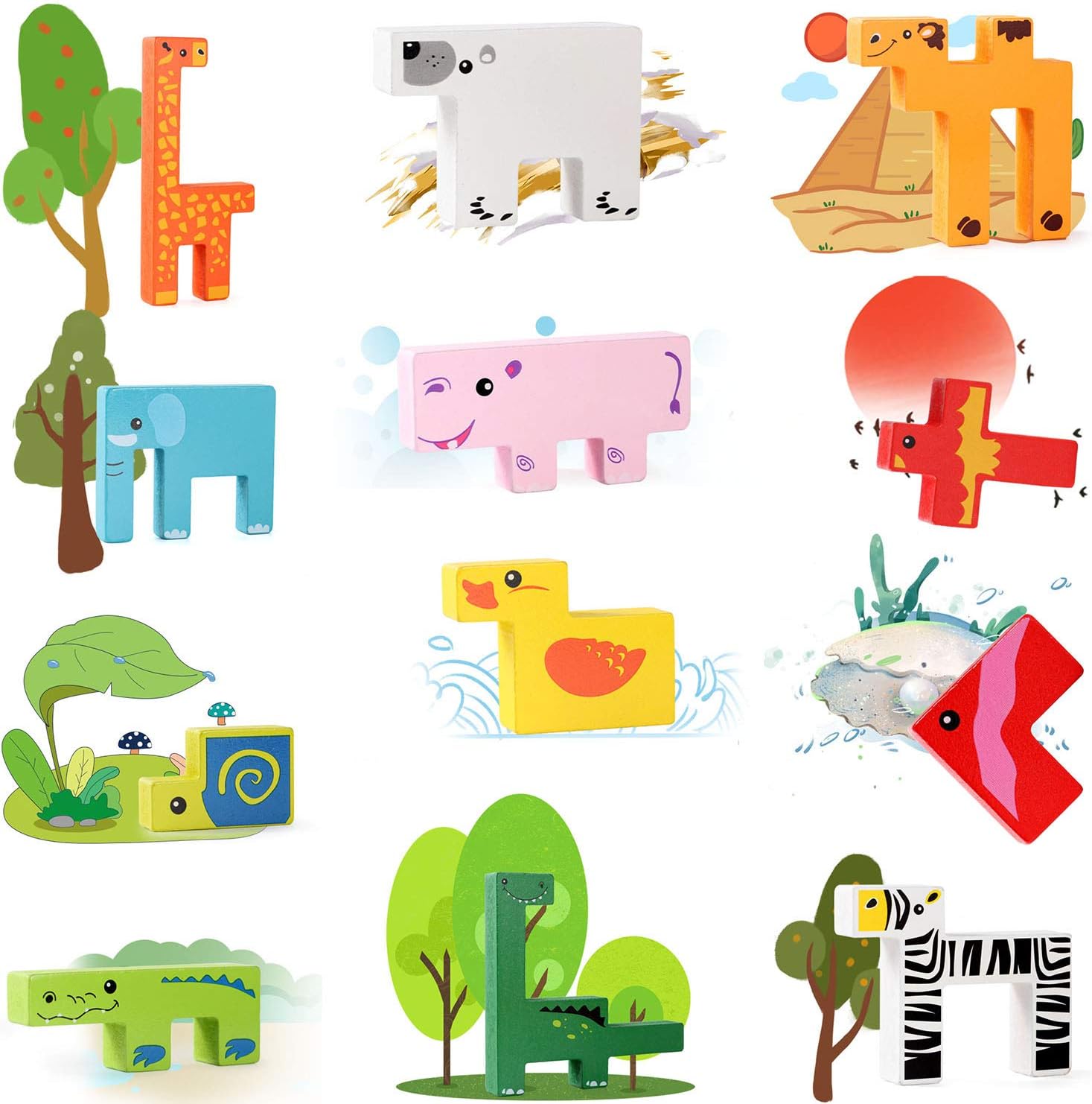 Rompecabezas de tablero creativo de animales de madera - 298