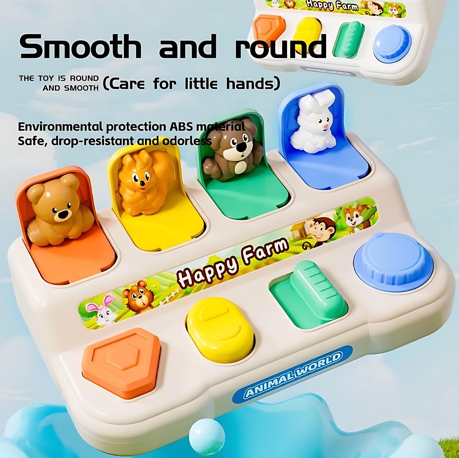 Fidtoy Montessori Pop Up Animal Activity Toy for Toddlers Fine Motor Quiet Learning Toy