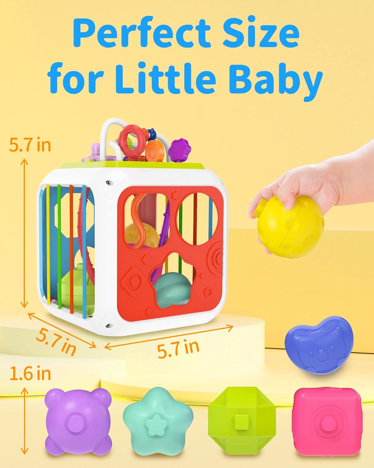 Fidtoy 7-in-1 Montessori Activity Cube for Toddlers – Multifunctional Sensory Learning Cube with Shape Sorter, Xylophone, Gears, Beads, Pull String, and Stacking Blocks