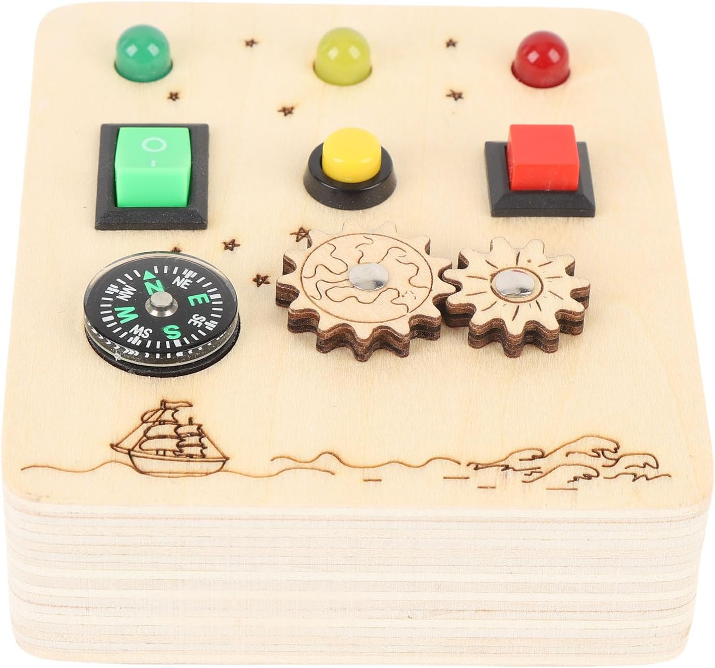 Ahşap Duyusal Tahta Anahtarı Oyuncak Kırmızı Yeşil Işık Anahtarı Oyunu Oyun Etkinliği Kurulu Eğitim Oyuncakları Seyahat Oyuncakları Çocuklar İçin LED Işık Anahtar Tahta Oyunu