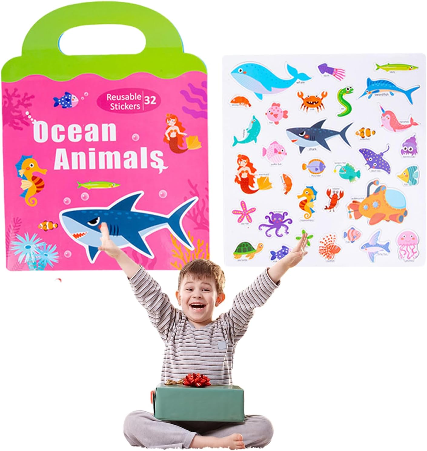 Toseky Reusable Sticker Book, Stickers Activity Books, Magnetic Stickers, Reusable Travel Early Educational Learning/Girls Age 4-6