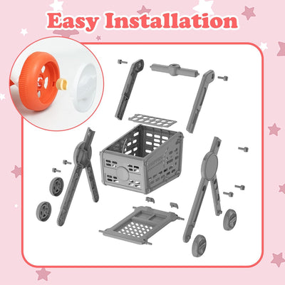 Fidtoy Kids Shopping Cart Toy Set with Pretend Food Accessories Adjustable Supermarket Role Play Cart for Toddlers
