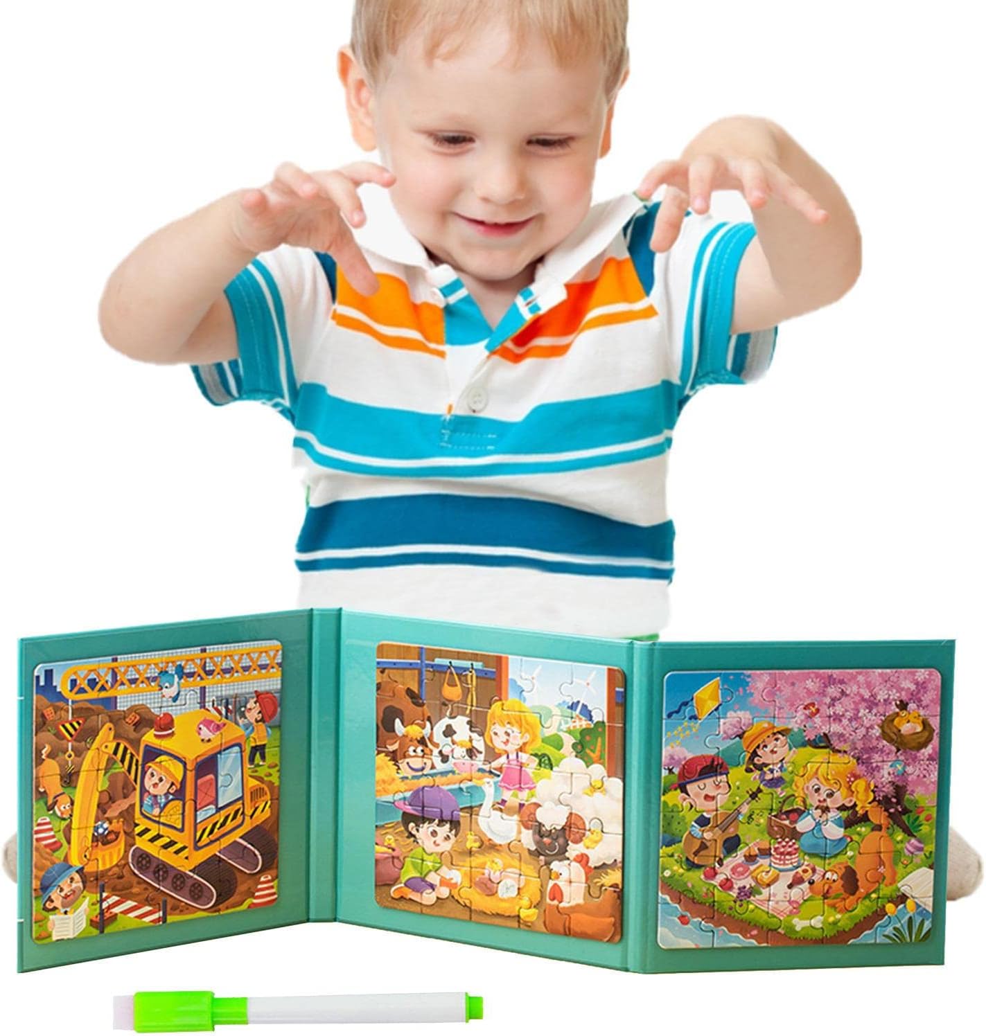 Rompecabezas magnéticos para niños | Juguete magnético - El Dibujo 4 en 1 desarrolla Habilidades, estimula el Cerebro, Disfruta aprendiendo para Picnic, Comedor, automóvil, avión