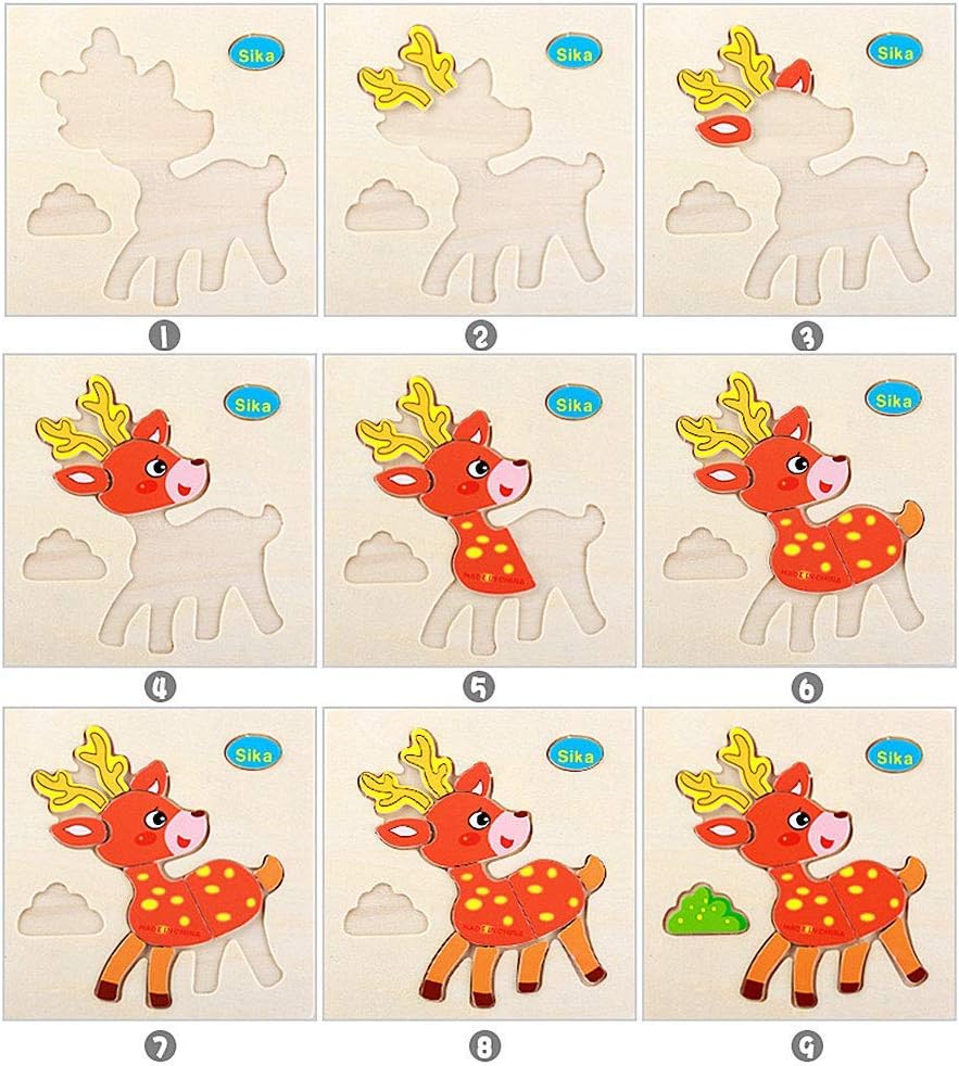 Speedy Panther Wooden Number Alphabet Puzzle Sorting Montessori Toys for Toddlers Shape Counting Game for Age 3 4 5 Year olds Kids - Preschool Education Math Stacking Blocks Learning Toy