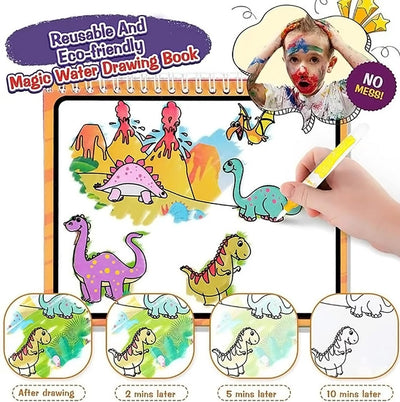 Fidtoy Magic Water Book - Animal Reusable Coloring Activity for Kids 3+