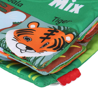 Fidtoy Montessori Soft Cloth Picture Book for Babies – Animal Sensory Fabric Book, Crinkle Early Learning Toy, Tactile Baby Book for Visual Recognition