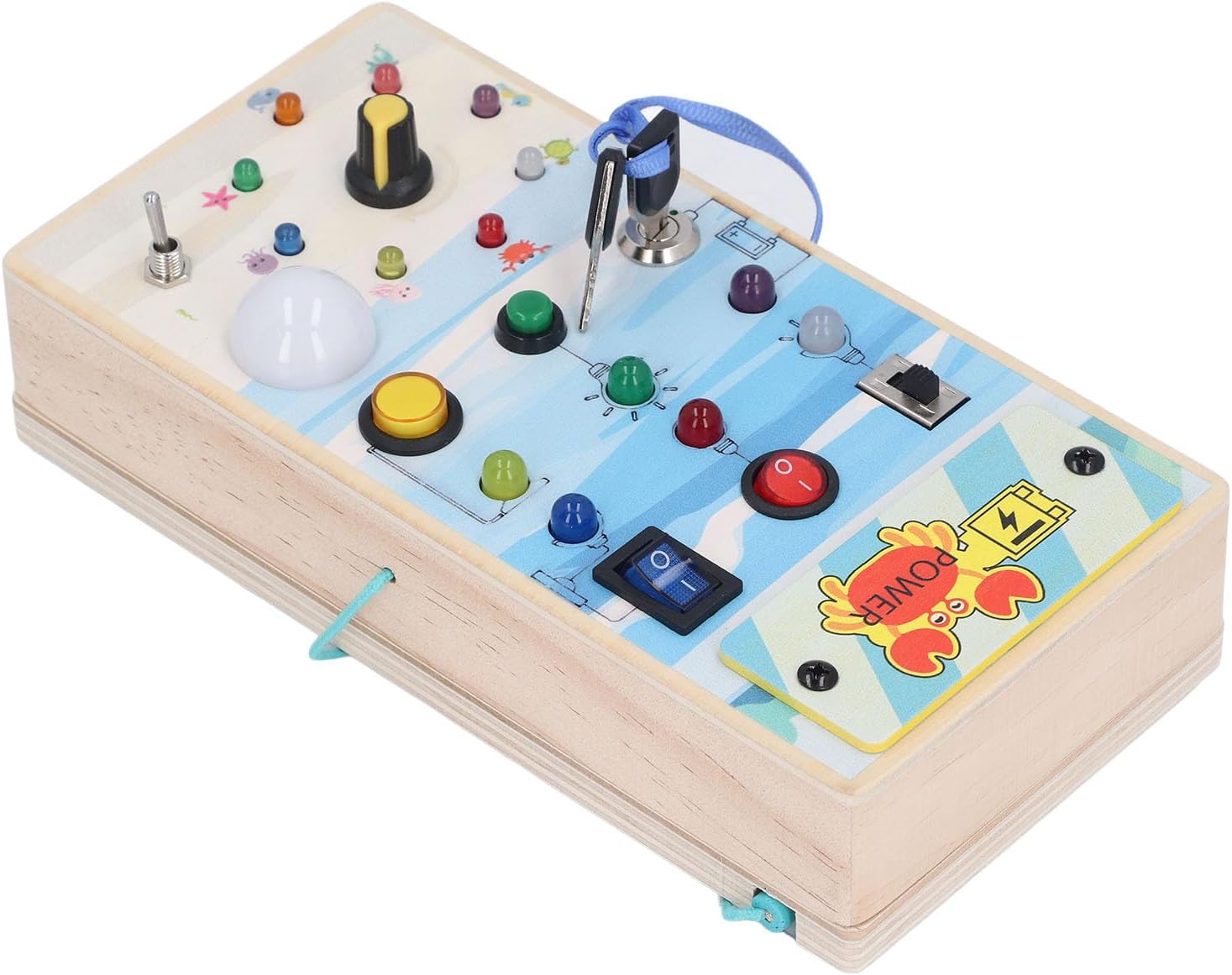 Placa de Madeira Com Luzes Led, Labirinto Magnético Com Tema Marinho, Interruptor de Luz Led Seguro, Jogo de Tabuleiro, Cor Rica, Brinquedo Sensorial para Crianças