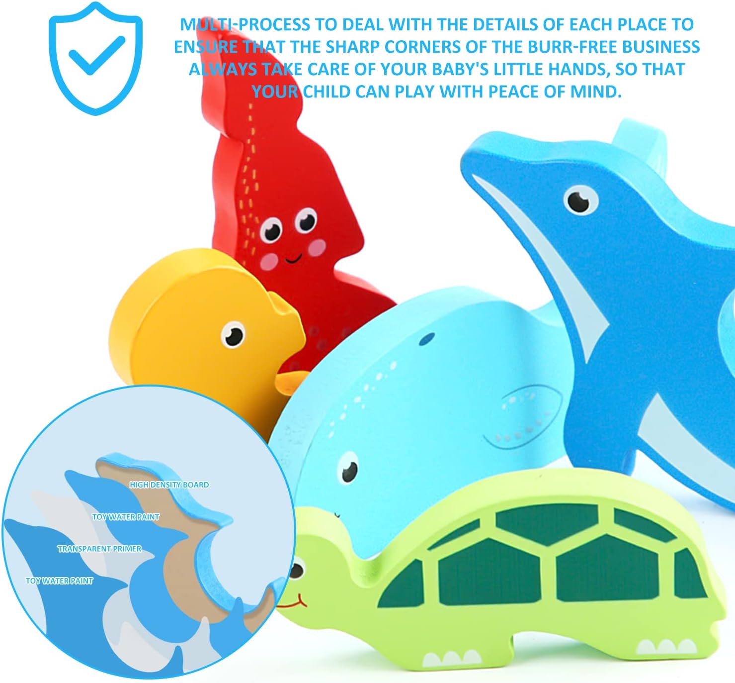 Fidtoy Tangram Sea Animals – Montessori Wooden 3D Puzzle for Children