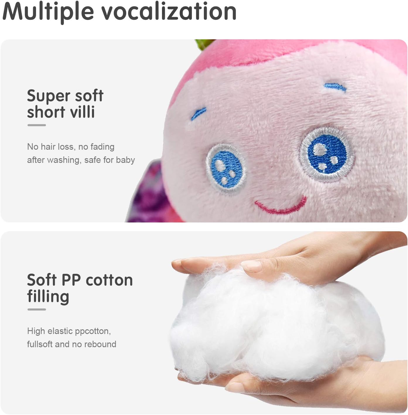 Fidtoy Baby Hanging Sensory Toy for Stroller Crib and Car Seat – Plush Rattle Teether Activity Toy
