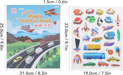 Reusable Sticker Book, Educational Learning Toy, Transport Game Stickers, Traffic Pad for Kids