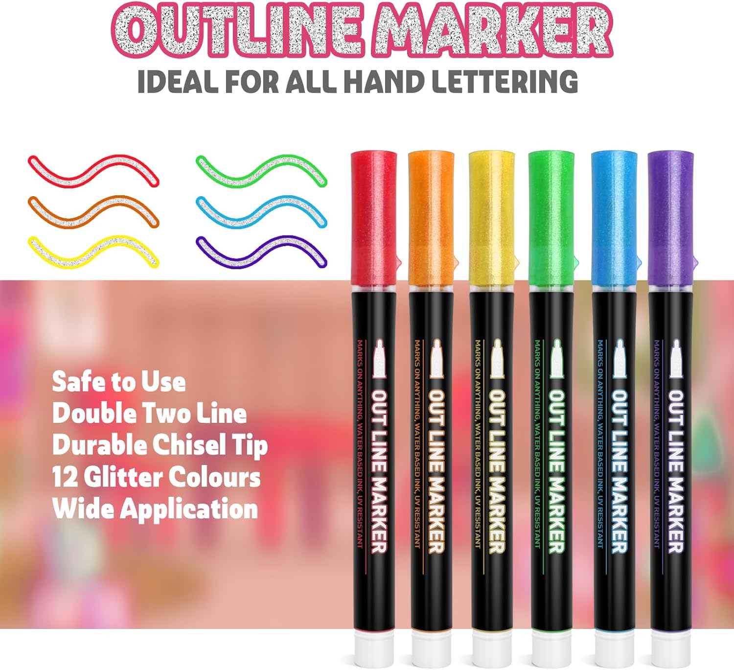 Fidtoy Colorful Outline Gel Markers 12 Pieces Non Toxic Art Markers for Kids DIY Crafts