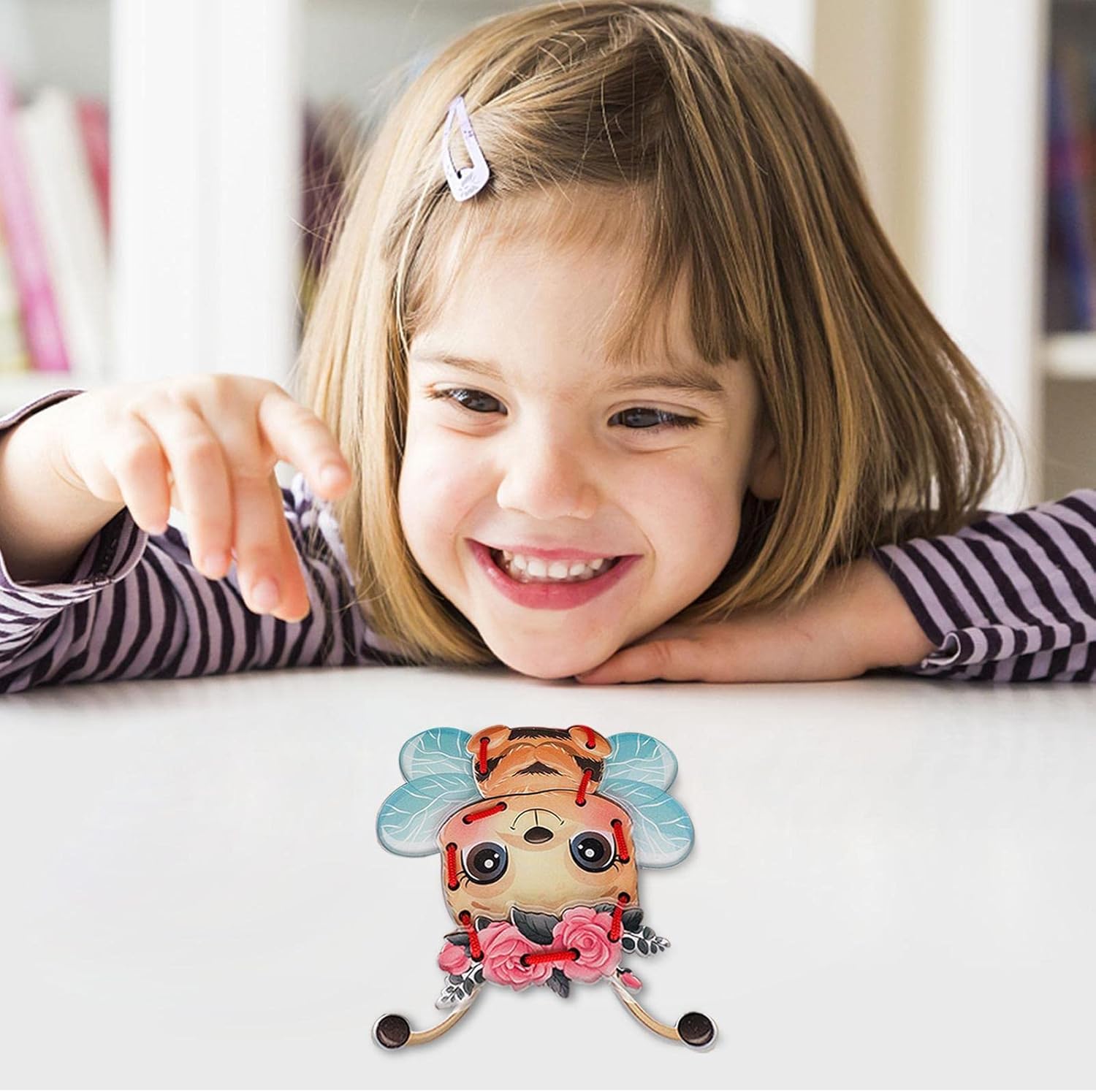 AOCATE-AOCATE Ahşap Bağlama Oyuncak, Hayvan Karton Dikiş Kartları Bağlama Oyuncak | Bağcık Oynama Oyunları, Yürümeye Başlayan Çocuklar ve Çocuklar için Hayal Gücü Eğitim Malzemeleri Geliştirme