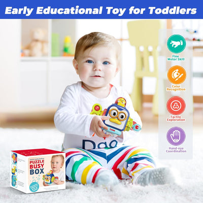 Fidtoy Montessori Busy Activity Cube for Babies – Sensory Travel Toy for Fine Motor Learning and Toddler Development