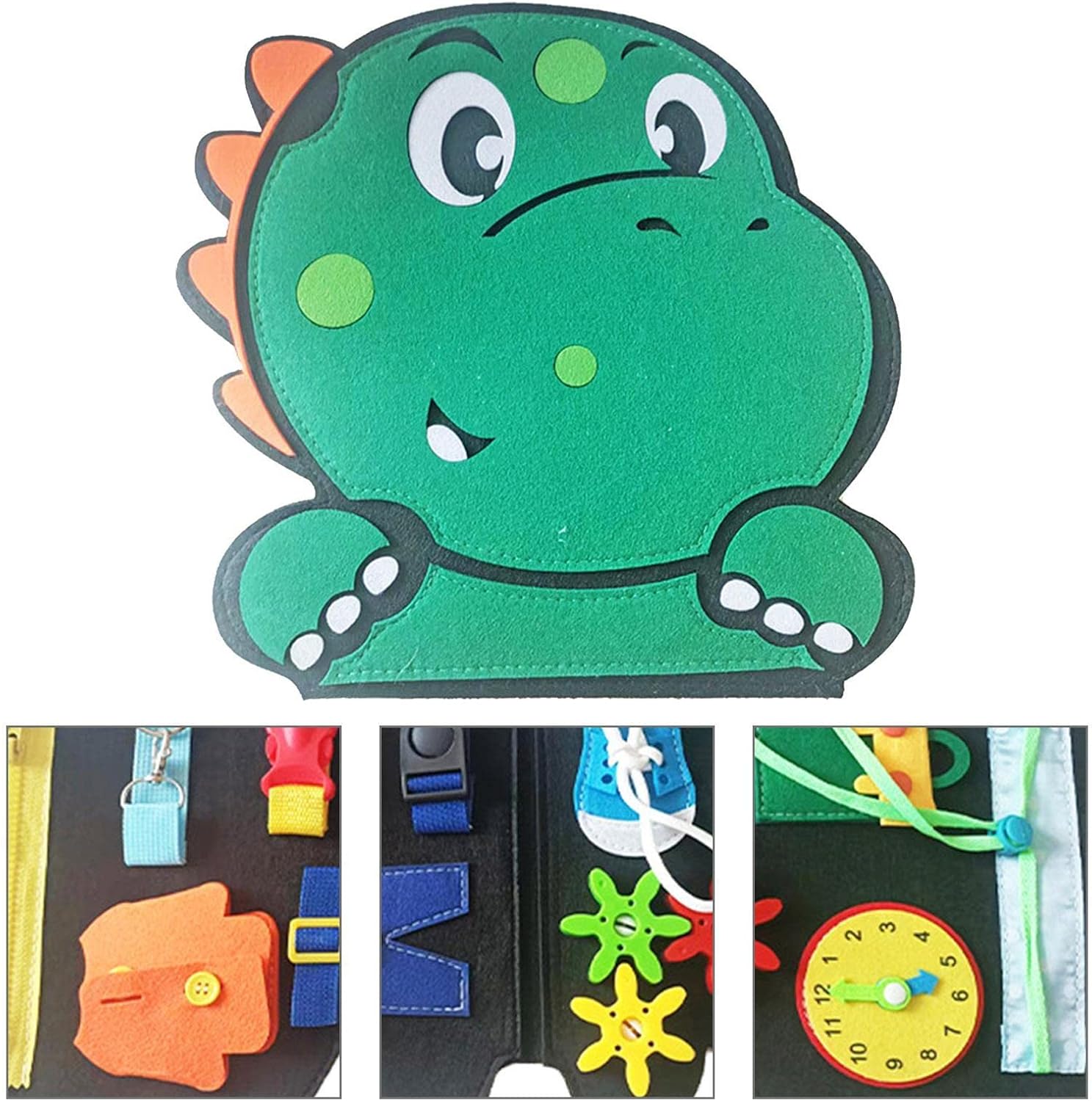 Livre d'activités Montessori en feutre - Livre éducatif en feutre sur les dinosaures pour tout-petits | Dossier d'activités d'apprentissage préscolaire pour jeunes enfants et livre de jeux Fiaoen