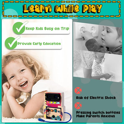 TEUVO Montessori Toys Robot Busy Board Toys for Toddler Age 1 2 3 4 5 6 Years Old, Light Switch Sensory Educational Travel Toys Gifts for Kids Boys Girls Christmas Birthday Holiday