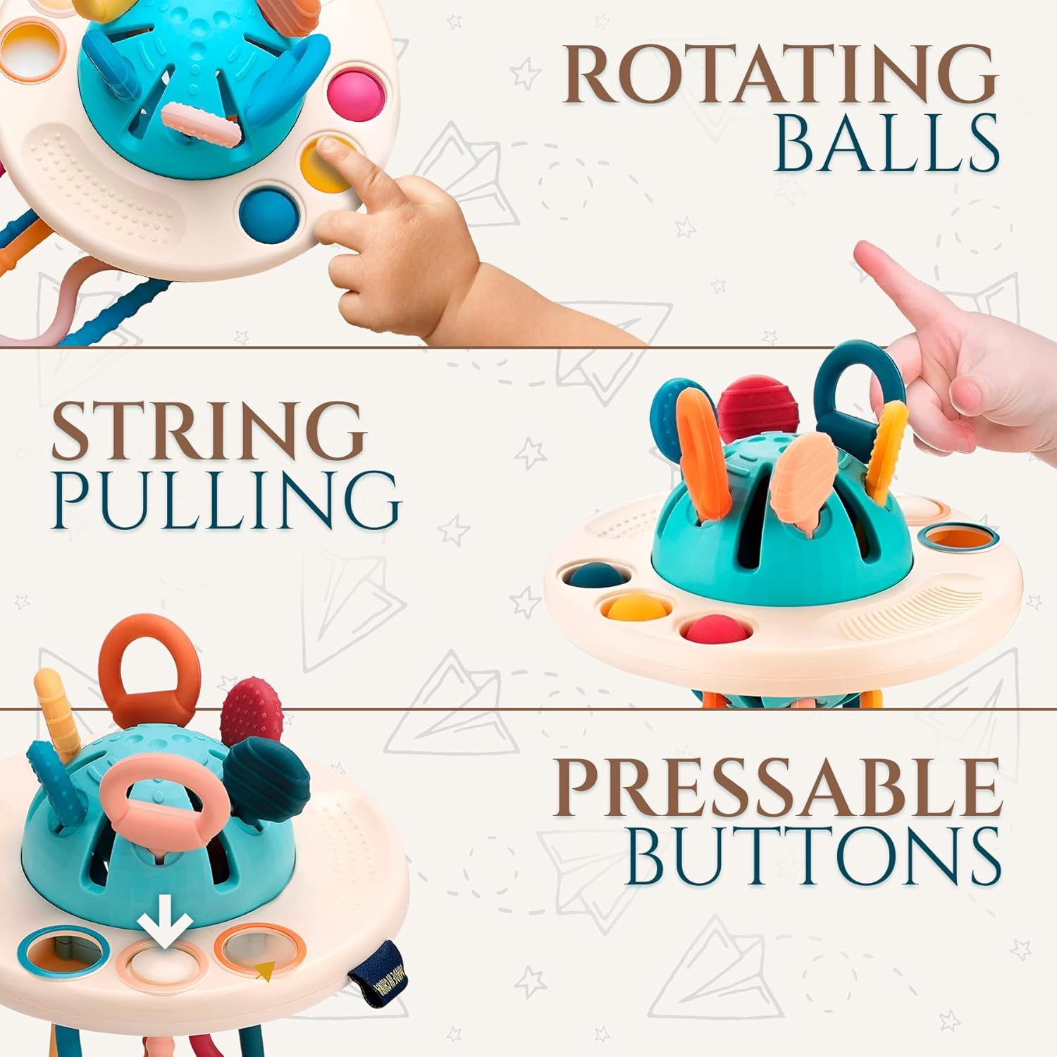 Montessori Sensory Silicone Pull String Toy