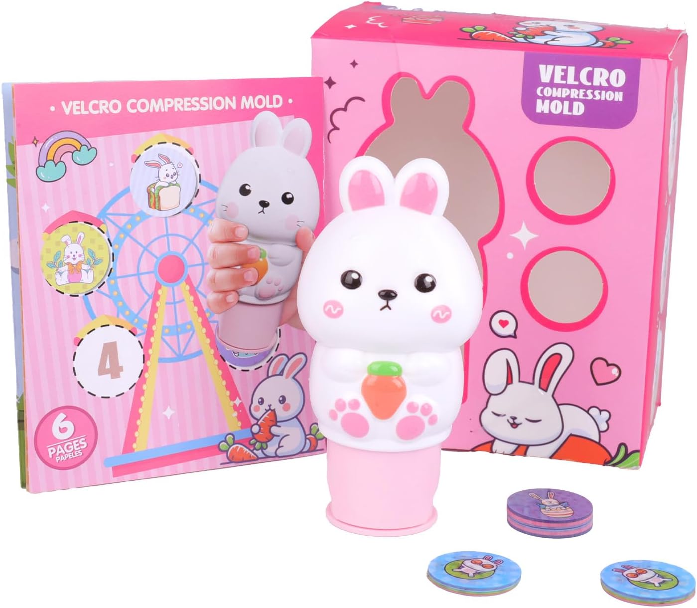 Fidtoy Creative Magical Rabbit Sticker Stamp Set with 100 Refill Stickers Activity Book Educational Travel Toy for Kids 3+