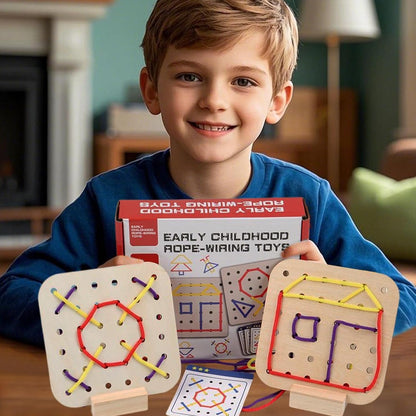 Mont-essori Wooden Shoelaces Toys, Early Education Headbreaker Set, Fine Motor Skills Toys, Travel Set, Sewing Kit for Early Childhood Toys