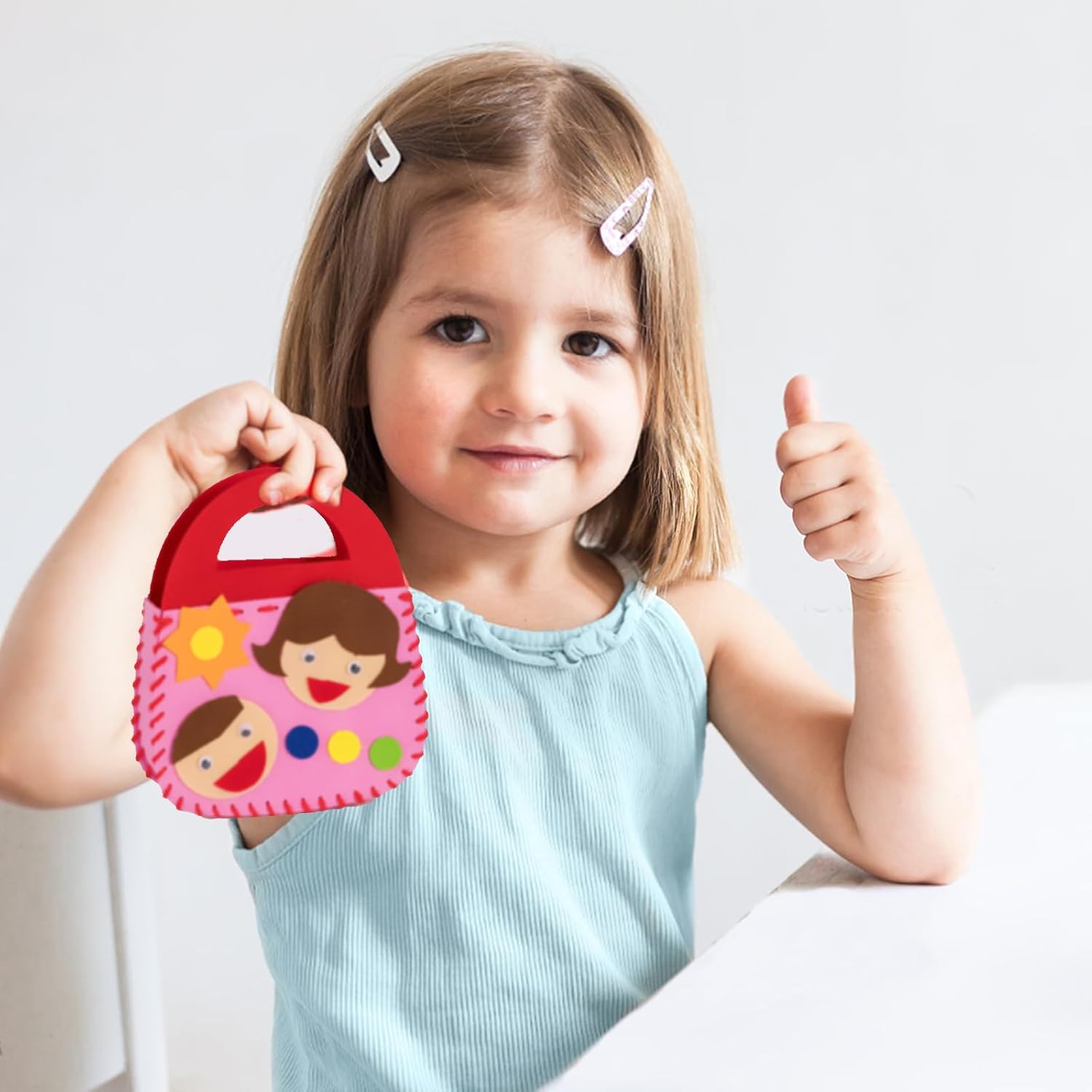 Fidtoy DIY Sewing Kit for Kids – 8 Cartoon Handbag Projects, Safe Beginner Craft Set for Creativity and Fine Motor Skills
