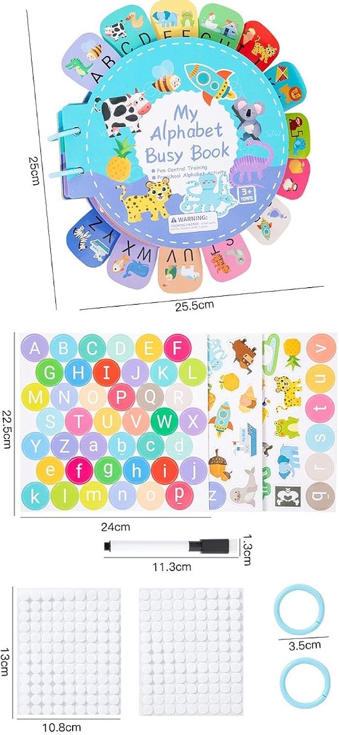 Alphabet Sticker Book, My First ABC Sticker Book, Busy Card Children's Book for Travel Toys