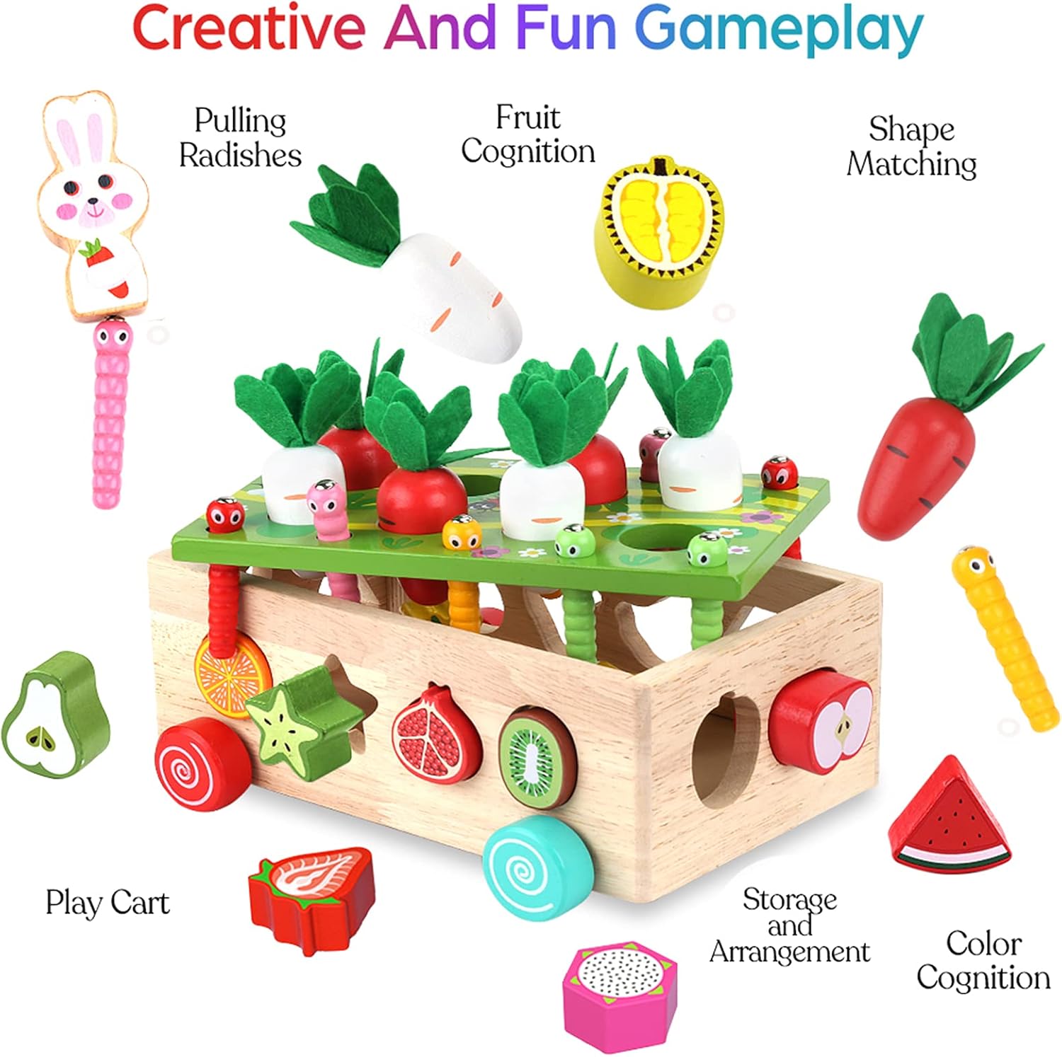 Fidtoy Farm Orchard Intelligence Car Wooden Learning Toy