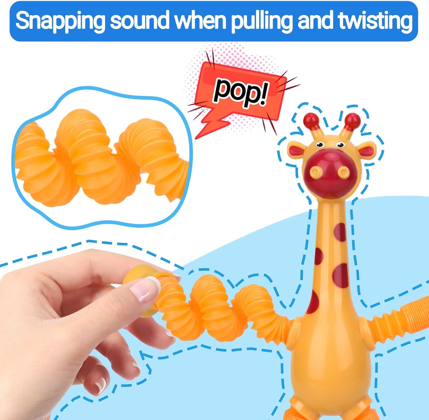 Fidtoy Telescopic Suction Cup Giraffe Sensory Toy for Toddlers Stretch Pop Tube Fidget Toy