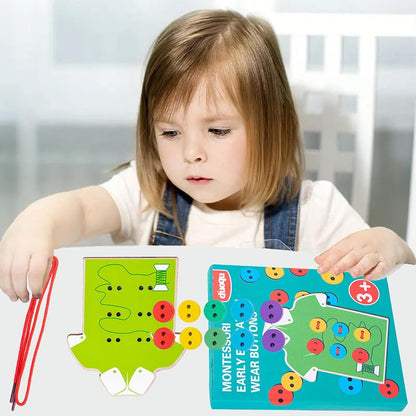 Threader Toys for Toddlers | Sewing Buttons for Training Basic Life Skills Racing Card Games,Montessori Toys Good Motor Skills Threading Game Muskela for Early Development and Education in Kindergarten