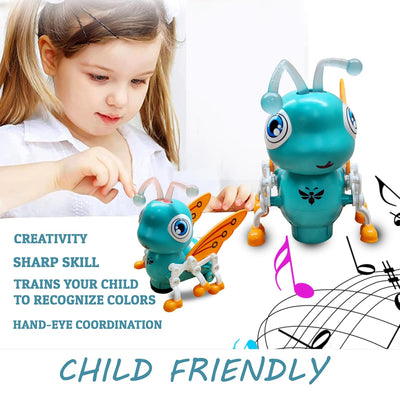 Fidtoy Walking Musical Bee Toy with Lights and 360 Rotation