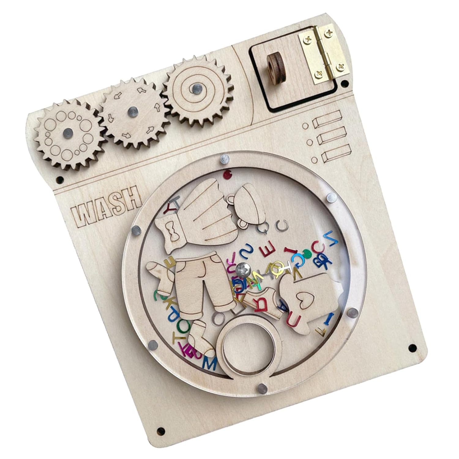 SECRET DESIRE Busy Board DIY Accessories Wooden Handicraft Toy Sensory Toy for Toddler Wash Machine Sequin|Developmental Baby Toys