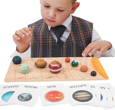 Maquette du système solaire pour enfants - Maquette en bois des neuf planètes du système solaire | Jouets éducatifs scientifiques d'astronomie, maquettes de planètes, jouets spatiaux, jouets STEM maquettes de planètes d'astronomie KOT-au