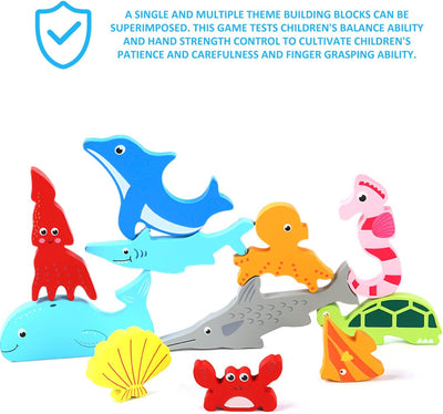 Fidtoy Tangram Sea Animals – Montessori Wooden 3D Puzzle for Children