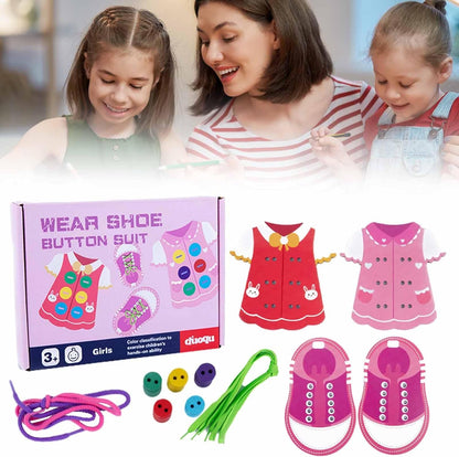 Elbise İplik Açma Oyuncakları - Temel Yaşam Becerileri Kurulu,Ahşap Giysi Diş Açma Oyuncak Ahşap Ince Motor Becerileri Ile Oyuncak Montessori Hediye Çocuklar için Erken Eğitici Hediyeler Yeni Pingpai