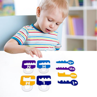 Fidtoy Wooden Lock Matching Toy Montessori Key Puzzle Educational Toy for Kids Color Recognition Math Learning Fine Motor Skills Logic Game
