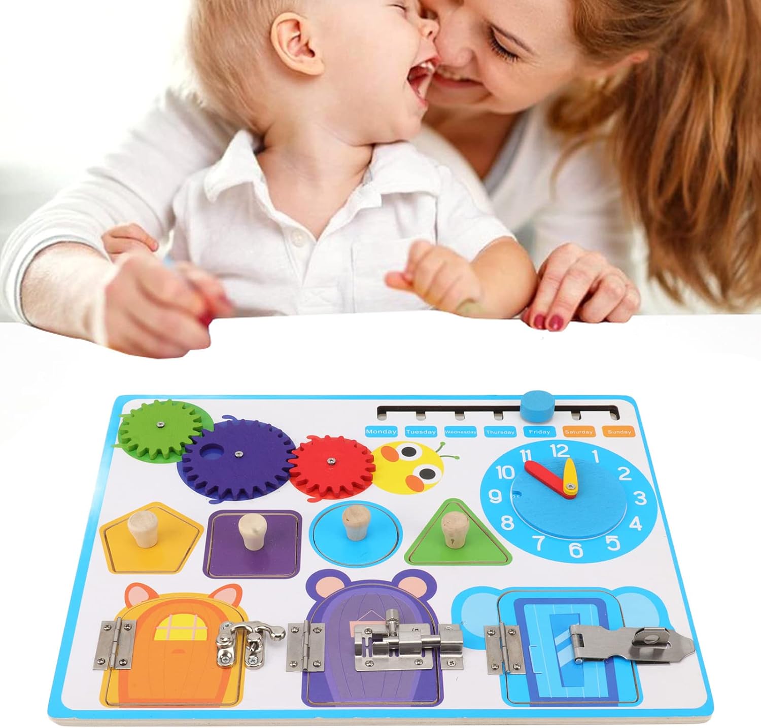 Janzoom Tablero Sensorial, Reloj Despertador Tablero de Actividades Sensoriales para el Hogar, gco6szb4th