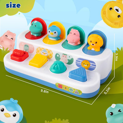 Fidtoy Baby Pop Up Toy for Toddlers – Cause and Effect Animal Learning Toy with Colorful Buttons