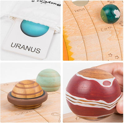 Maquette du système solaire pour enfants - Maquette en bois des neuf planètes du système solaire | Jouets éducatifs scientifiques d'astronomie, maquettes de planètes, jouets spatiaux, jouets STEM maquettes de planètes d'astronomie KOT-au