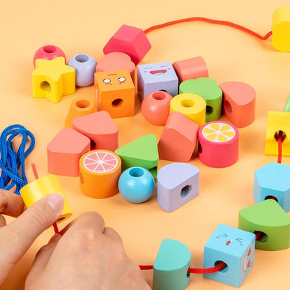 ATORSE™ Matching Shapes Stacking Toy Stem Lacing Beads for Birthday Gift Kids|Baby | Toys for Baby | Developmental Baby Toys