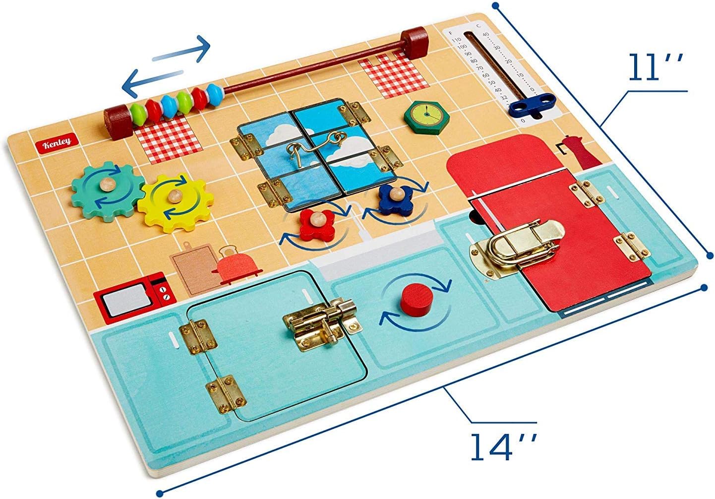 Toddler Busy Board - Montessori Busy Boards for Toddlers with Latches Doors & Lock Puzzles - Wooden Educational Learning Latch Toy for Kids 2 3 4 Year Old - Sensory Fine Motor Skills Activity