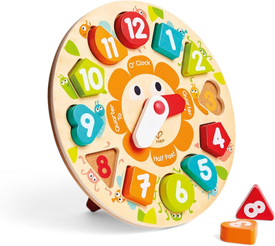 Juguete de reloj de madera Fidtoy, rompecabezas para que los niños aprendan la hora