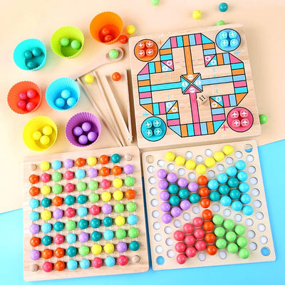 Jouets éducatifs Perles à clipser Pinces en bois Entraînement intensif Perles d'éducation précoce Jouet éducatif Cadeau Jouets éducatifs arc-en-ciel Arc-en-ciel à retirer 2-en-1 Entraînement de l'attention et de la concentration Enfants