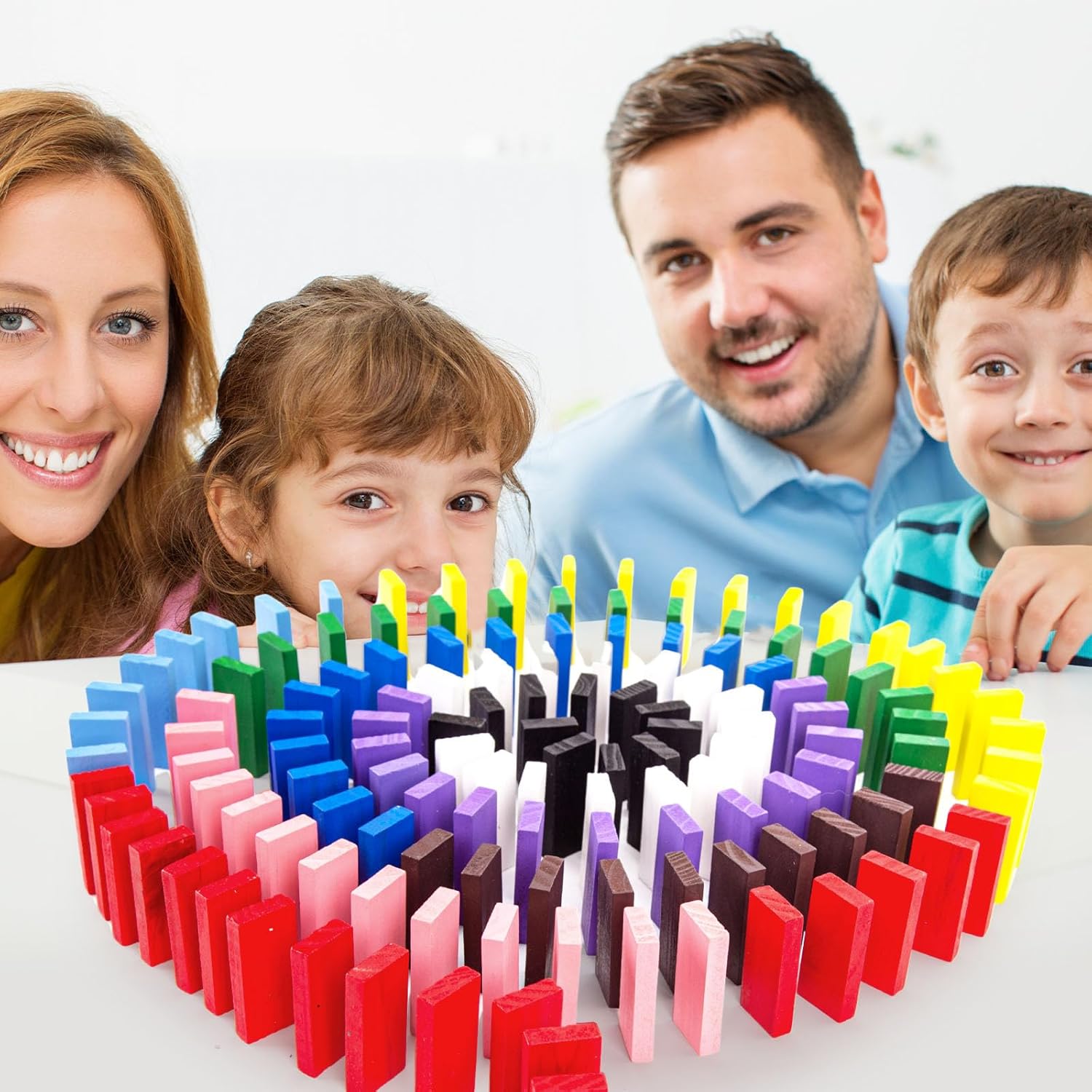 Fidtoy Wooden Domino Blocks Set Colorful Learning Game