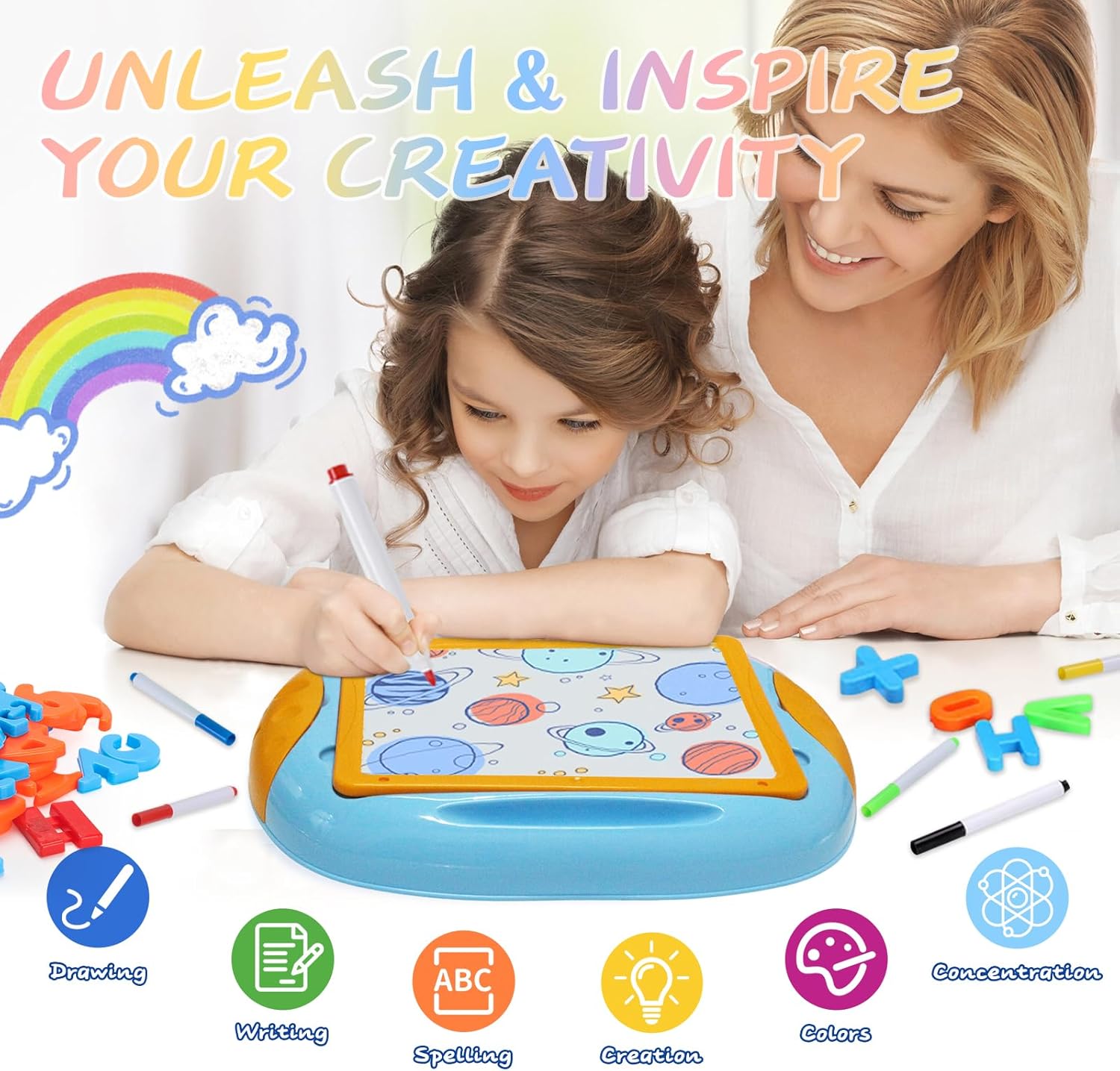 Mesa de aprendizaje de doble cara para niños pequeños Fidtoy