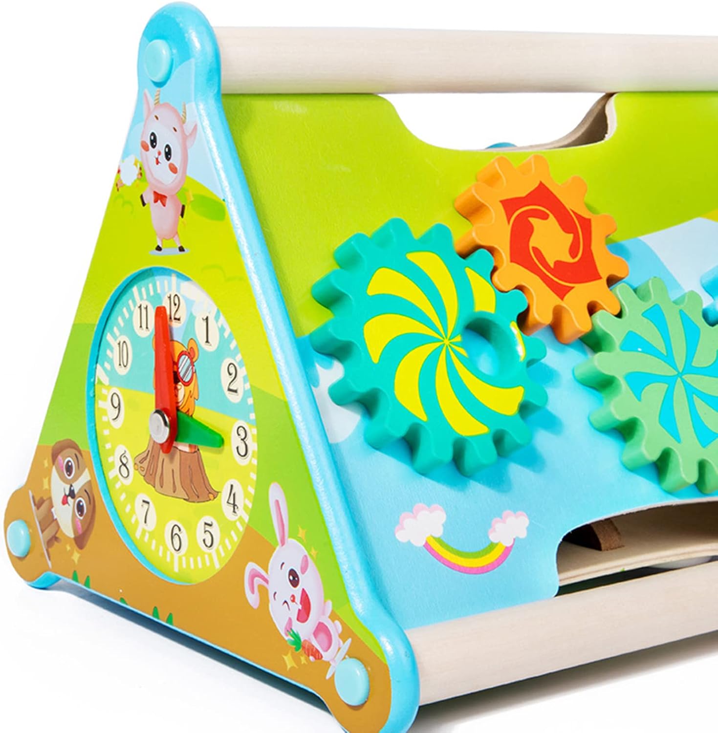 Montessori Toys Busy Triangle Clock Gear Learning Toy Activity Center Toddler Travel Toys Children Sensory Toys