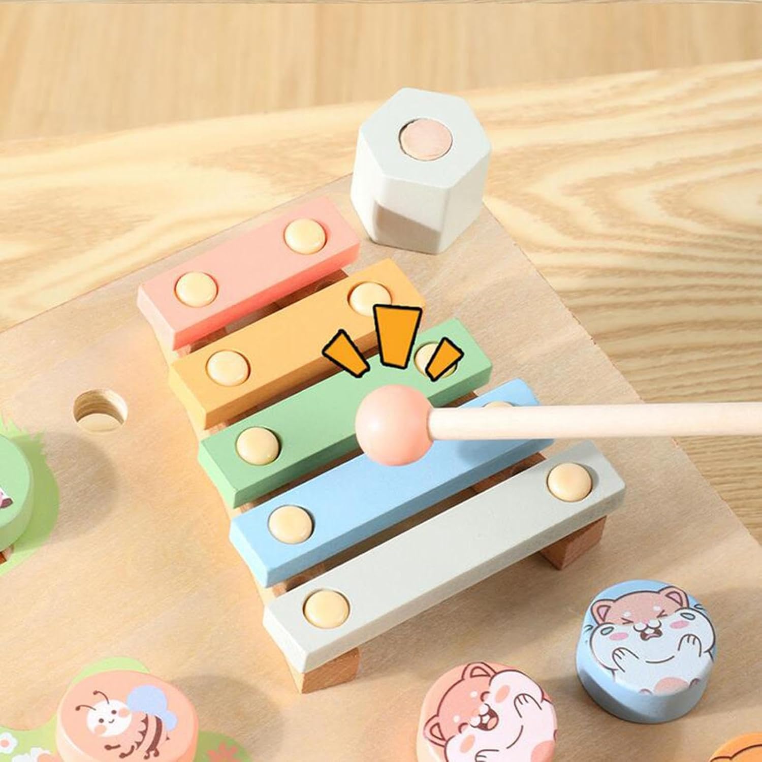 BNF Double Sided Busy Board Learning Skill Toy Gear Piano Knocking Sensory BoardBaby | Toys for Baby | Developmental Baby Toys1 Kids Drum Toy