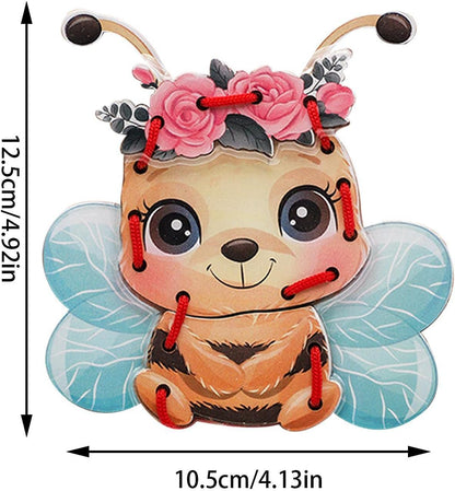 AOCATE-AOCATE Ahşap Bağlama Oyuncak, Hayvan Karton Dikiş Kartları Bağlama Oyuncak | Bağcık Oynama Oyunları, Yürümeye Başlayan Çocuklar ve Çocuklar için Hayal Gücü Eğitim Malzemeleri Geliştirme