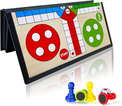Fidtoy Magnetic Travel Ludo Family Game for Kids Foldable Portable Board Game Age 6+