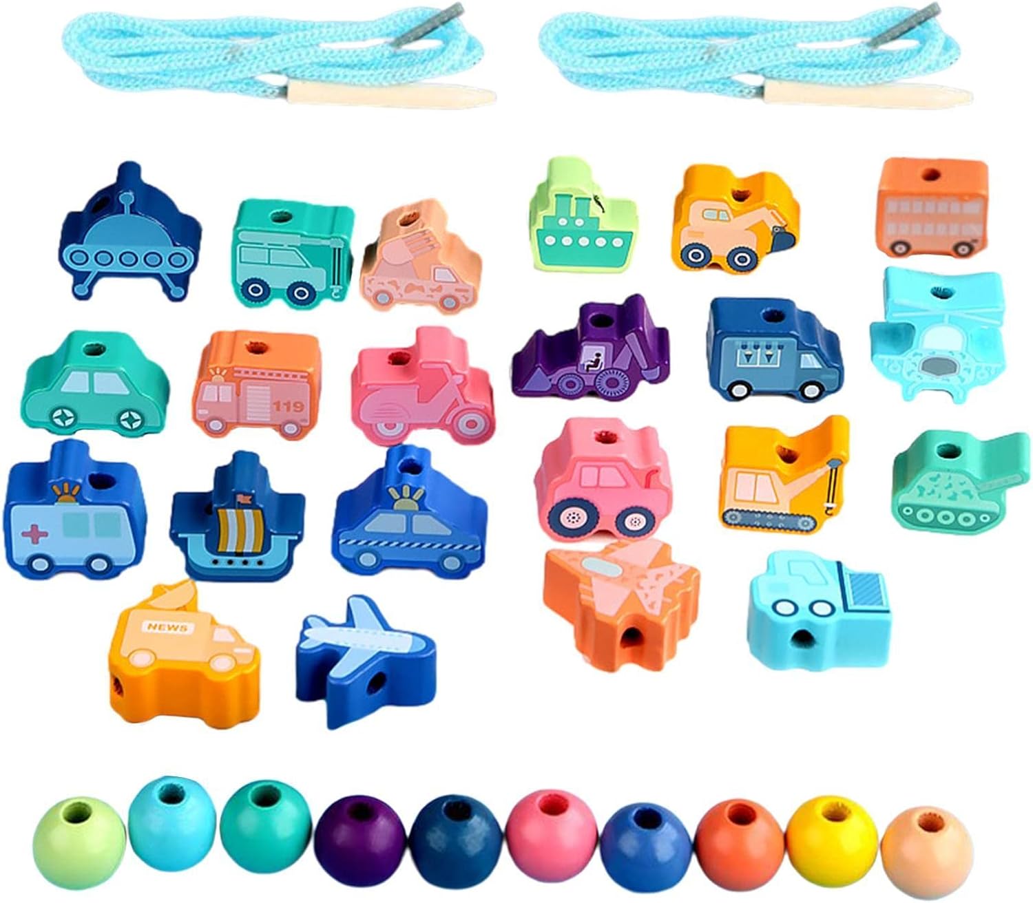 madeira com cadarço – Conjunto contas madeira DIY para crianças | Brinquedos educação infantil Montessori habilidades motoras finas para meninos 3, 4, 5 e 6 anos Liushui