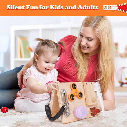 Busy Board for Toddlers Wooden Montessori Activity Sensory Board to Develop Fine Motor Skills